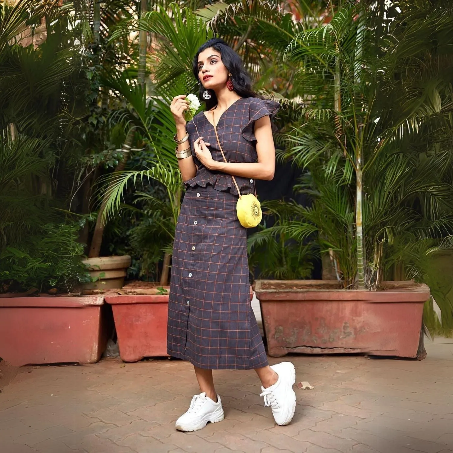 Summerina Check Co-ord Set | Crop Top with A-Line Skirt | Casual Chic | Day Long Wear