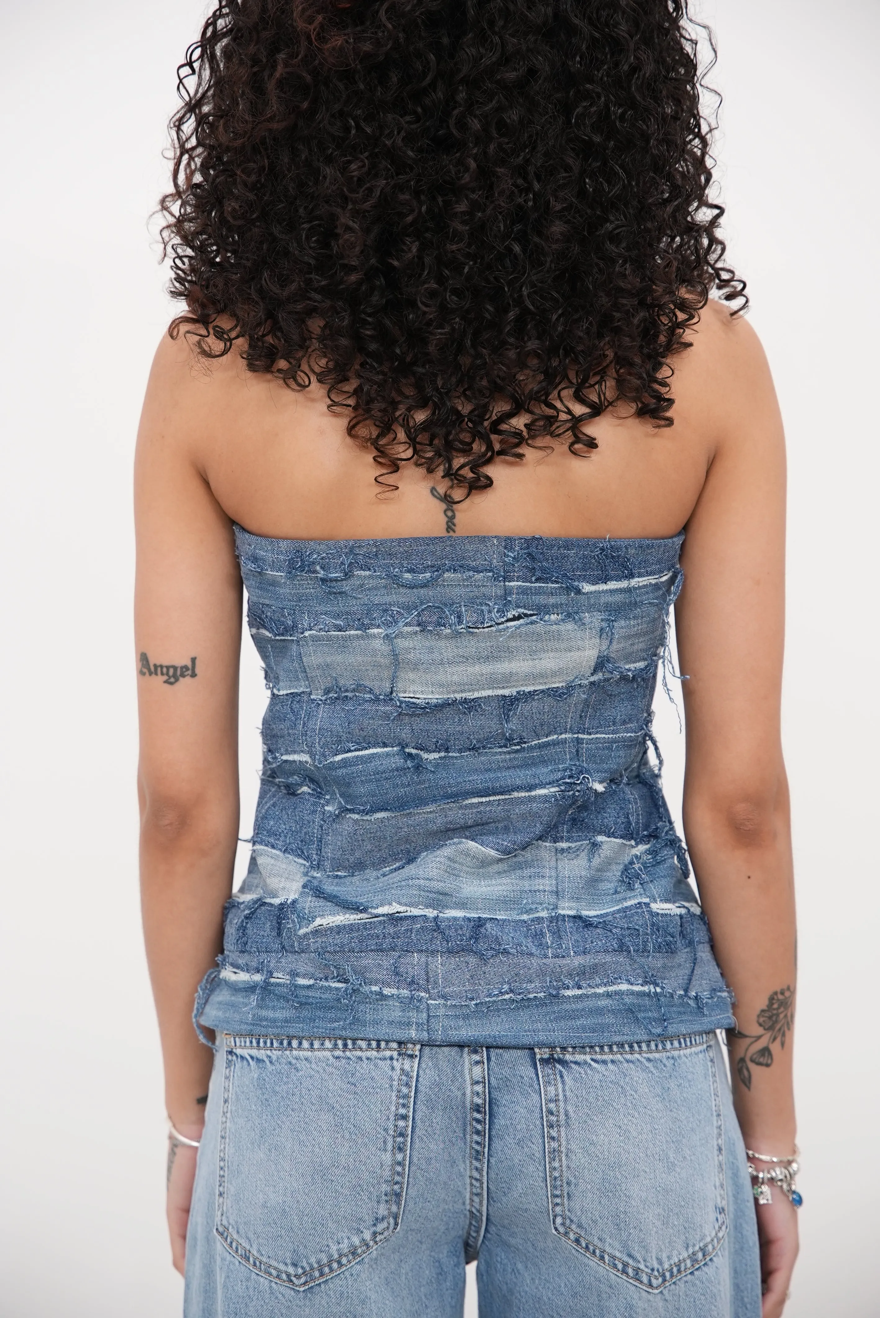 Zip Up Corset Denim